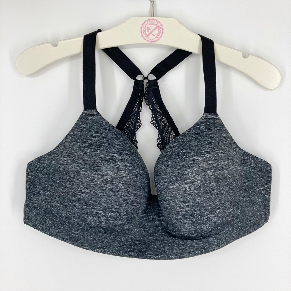 NEW Soma Enbliss Luxe Wireless Lace J Hook Lace Back Bra Blurred Heather Quartz